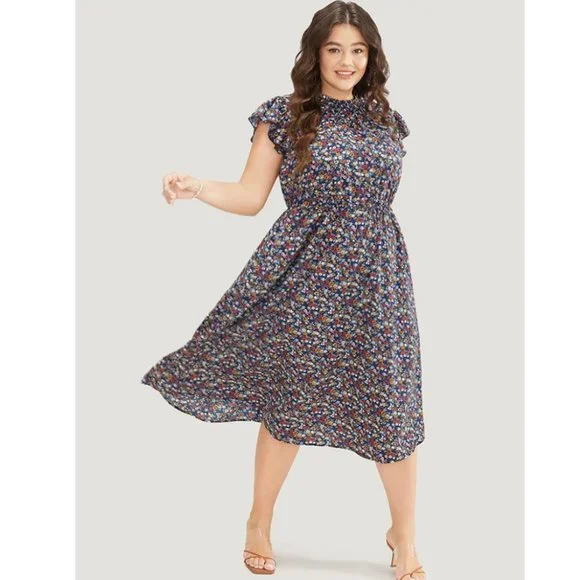 BloomChic | Dresses | Nwt Bloomchic Blue Ditsy Floral Ruffle Pocket Frill Mock Neck Dress Size M | Poshmark BloomChic | Dresses | Nwt Bloomchic Blue Ditsy Floral Ruffle Pocket Frill Mock Neck Dress Size M | Poshmark